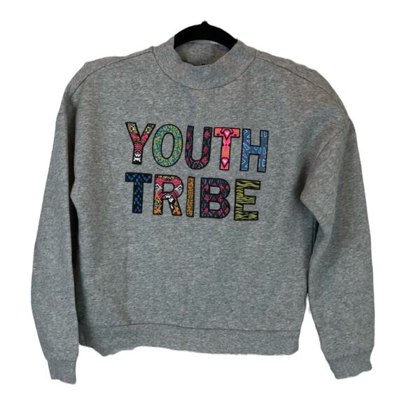 H&M "Youth Tribe" Gray Mock Neck Pullover Sweatshirt Women's Size Small S - Picture 5 of 8